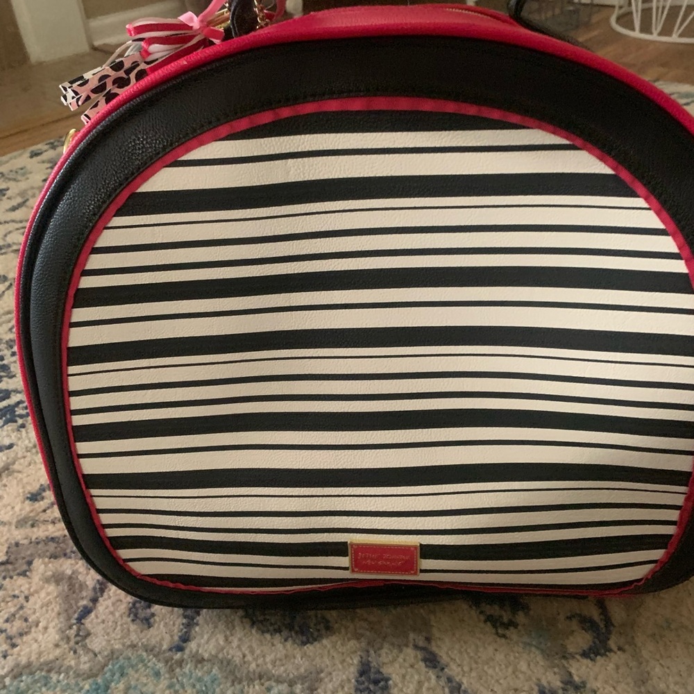 Betsey Johnson Pink and black Train bag